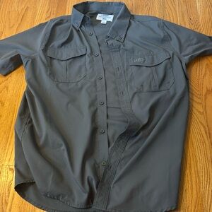 Grey button down shirt